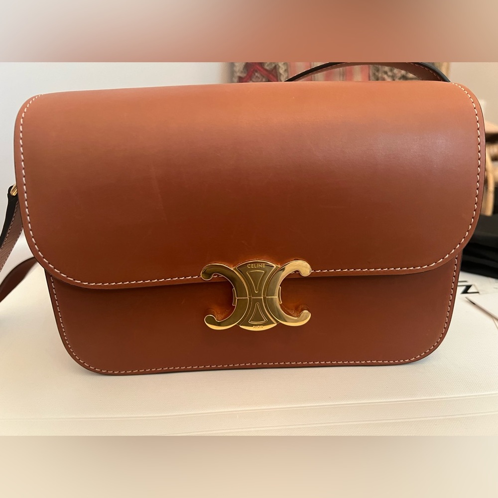 Celine classique Triomphe bag in natural calfskin Tan